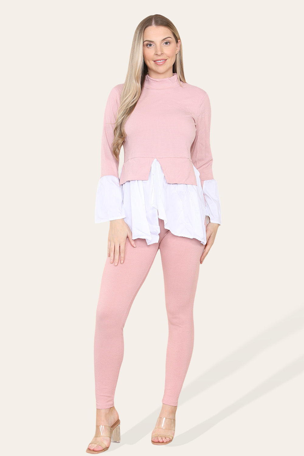 Ribbed Lounge Wear Flared Shirt and Leggings Co-Ord Set 5 Ribbed Lounge Wear Flared Shirt and Leggings Co-Ord Set - Image 5