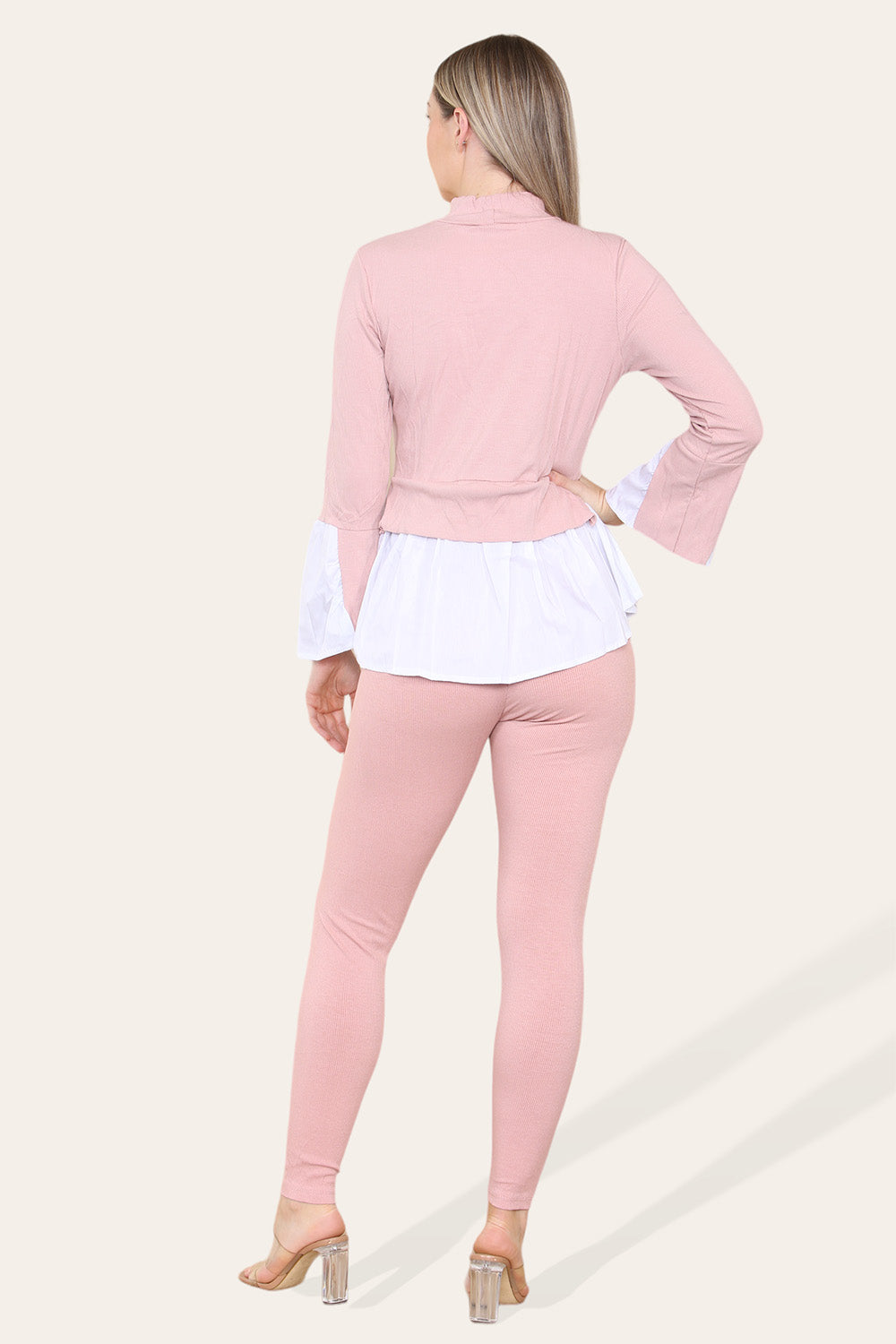 Ribbed Lounge Wear Flared Shirt and Leggings Co-Ord Set 8 Ribbed Lounge Wear Flared Shirt and Leggings Co-Ord Set - Image 8