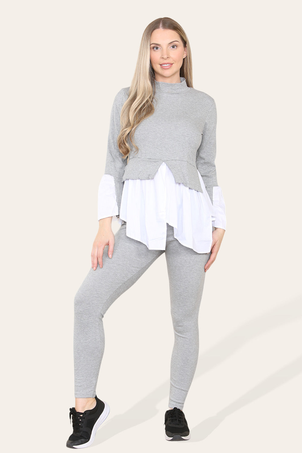 Ribbed Lounge Wear Flared Shirt and Leggings Co-Ord Set 13 Ribbed Lounge Wear Flared Shirt and Leggings Co-Ord Set - Image 13
