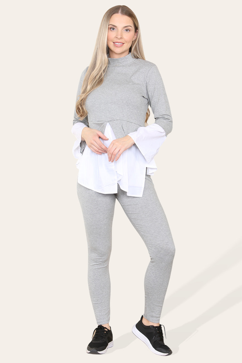 Ribbed Lounge Wear Flared Shirt and Leggings Co-Ord Set 14 Ribbed Lounge Wear Flared Shirt and Leggings Co-Ord Set - Image 14