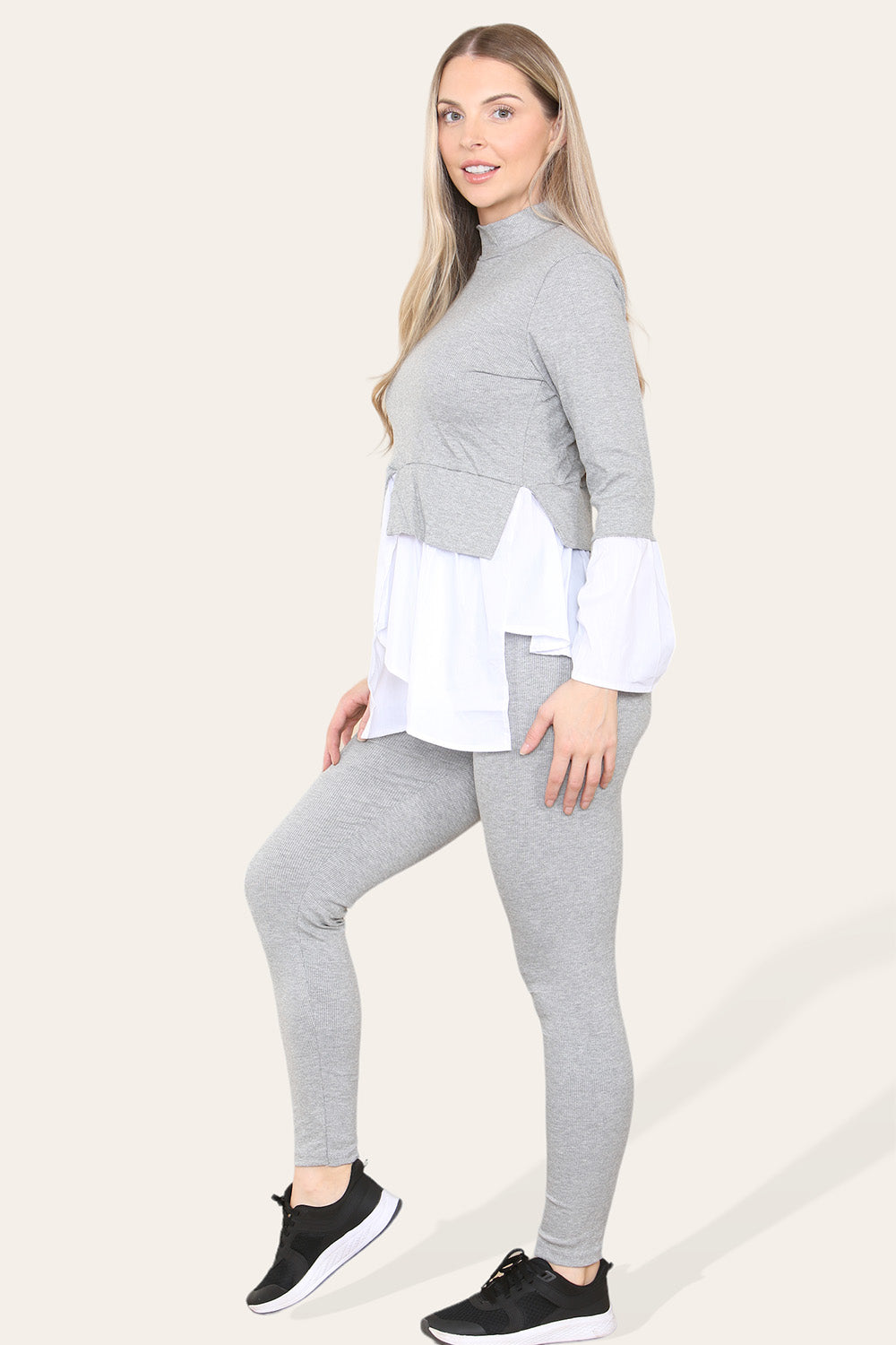 Ribbed Lounge Wear Flared Shirt and Leggings Co-Ord Set 15 Ribbed Lounge Wear Flared Shirt and Leggings Co-Ord Set - Image 15