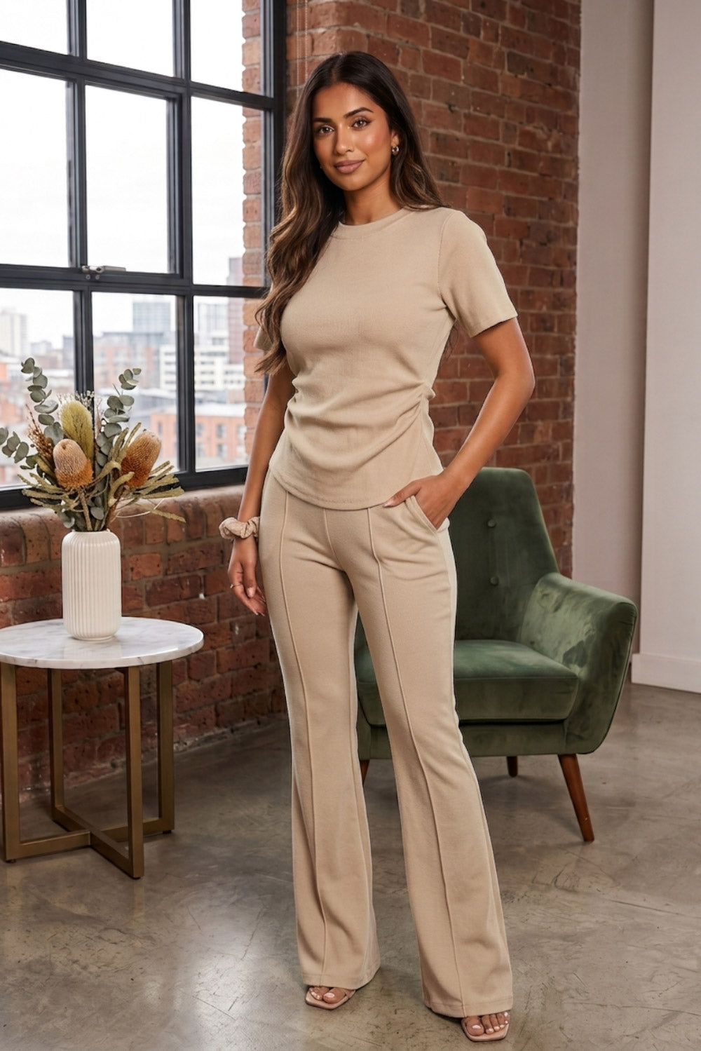 Side Cinched Flared Trousers Set 3 Side Cinched Flared Trousers Set - Image 3