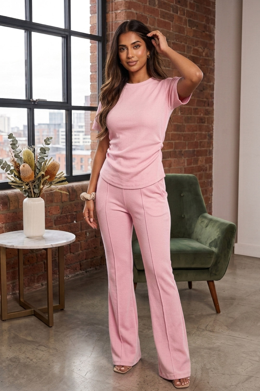 Side Cinched Flared Trousers Set 4 Side Cinched Flared Trousers Set - Image 4