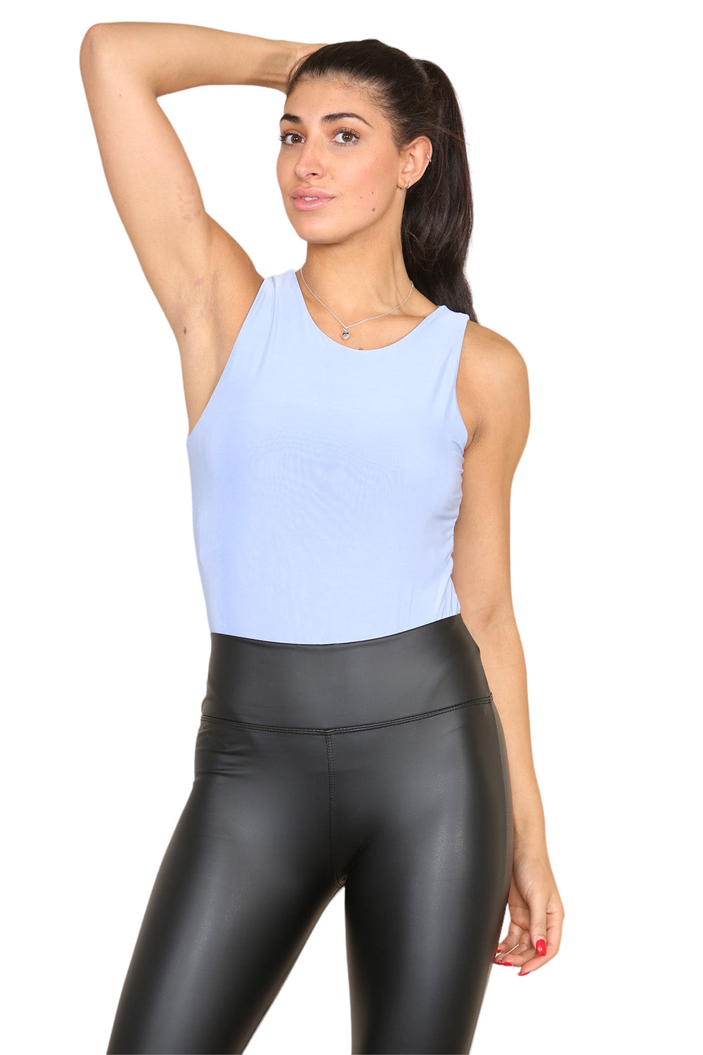 Slinky Racer Round Neck Double Layered Top Bodysuit 6 Slinky Racer Round Neck Double Layered Top Bodysuit - Image 6