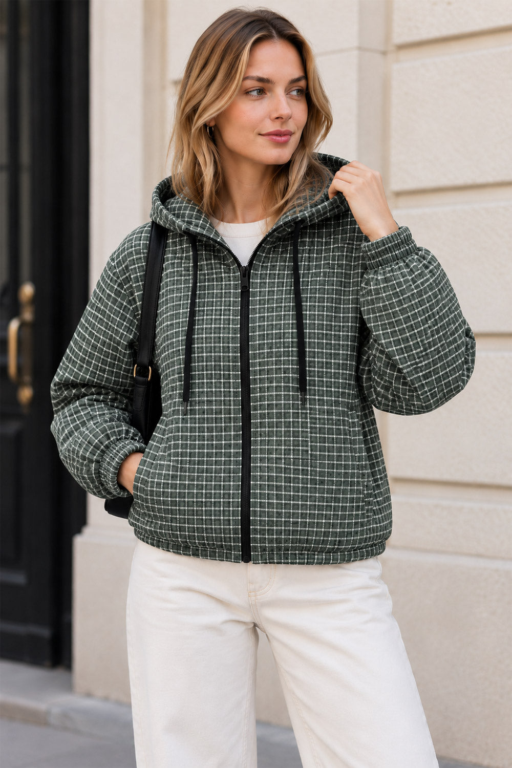Small Checkered Inspired Designer Hooded Jacket 2 Small Checkered Inspired Designer Hooded Jacket - Image 2