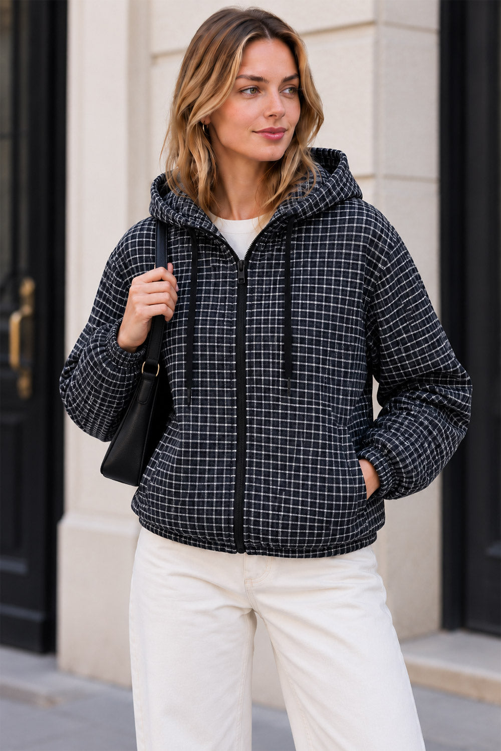 Small Checkered Inspired Designer Hooded Jacket 3 Small Checkered Inspired Designer Hooded Jacket - Image 3
