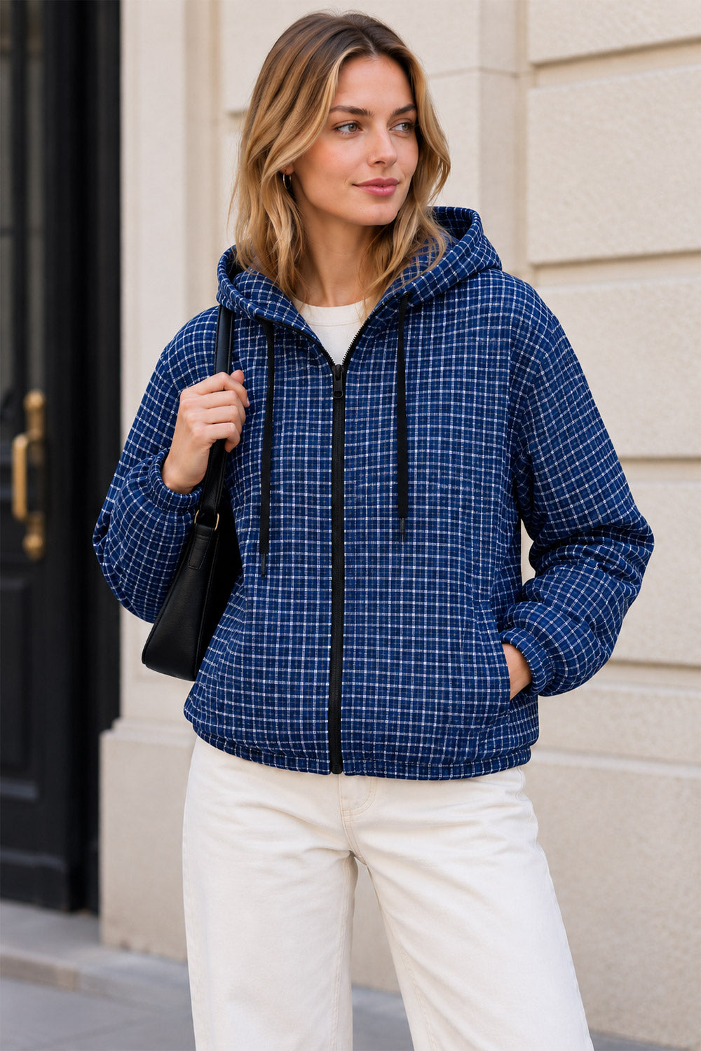 Small Checkered Inspired Designer Hooded Jacket 4 Small Checkered Inspired Designer Hooded Jacket - Image 4