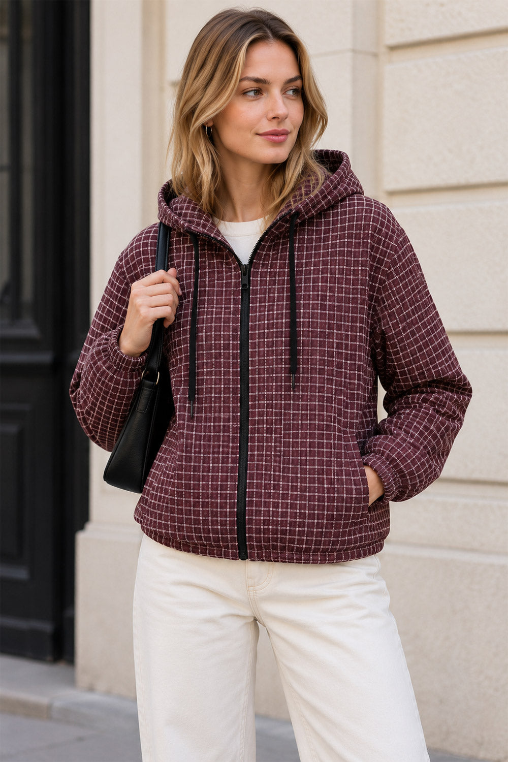 Small Checkered Inspired Designer Hooded Jacket 5 Small Checkered Inspired Designer Hooded Jacket - Image 5