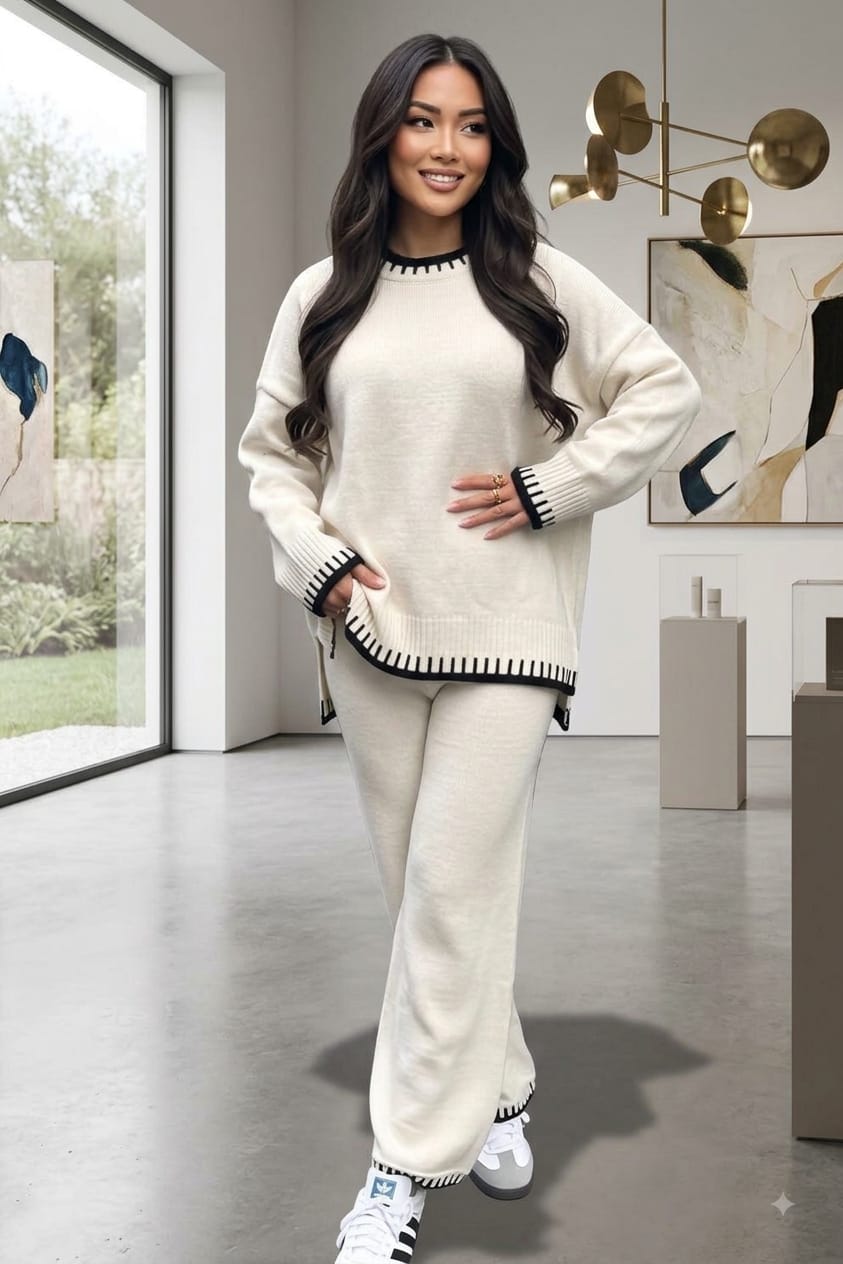 Stitched Stylish 2-Piece Knitted Lounge Comfort Co-Ord Set 1 Stitched Stylish 2-Piece Knitted Lounge Comfort Co-Ord Set