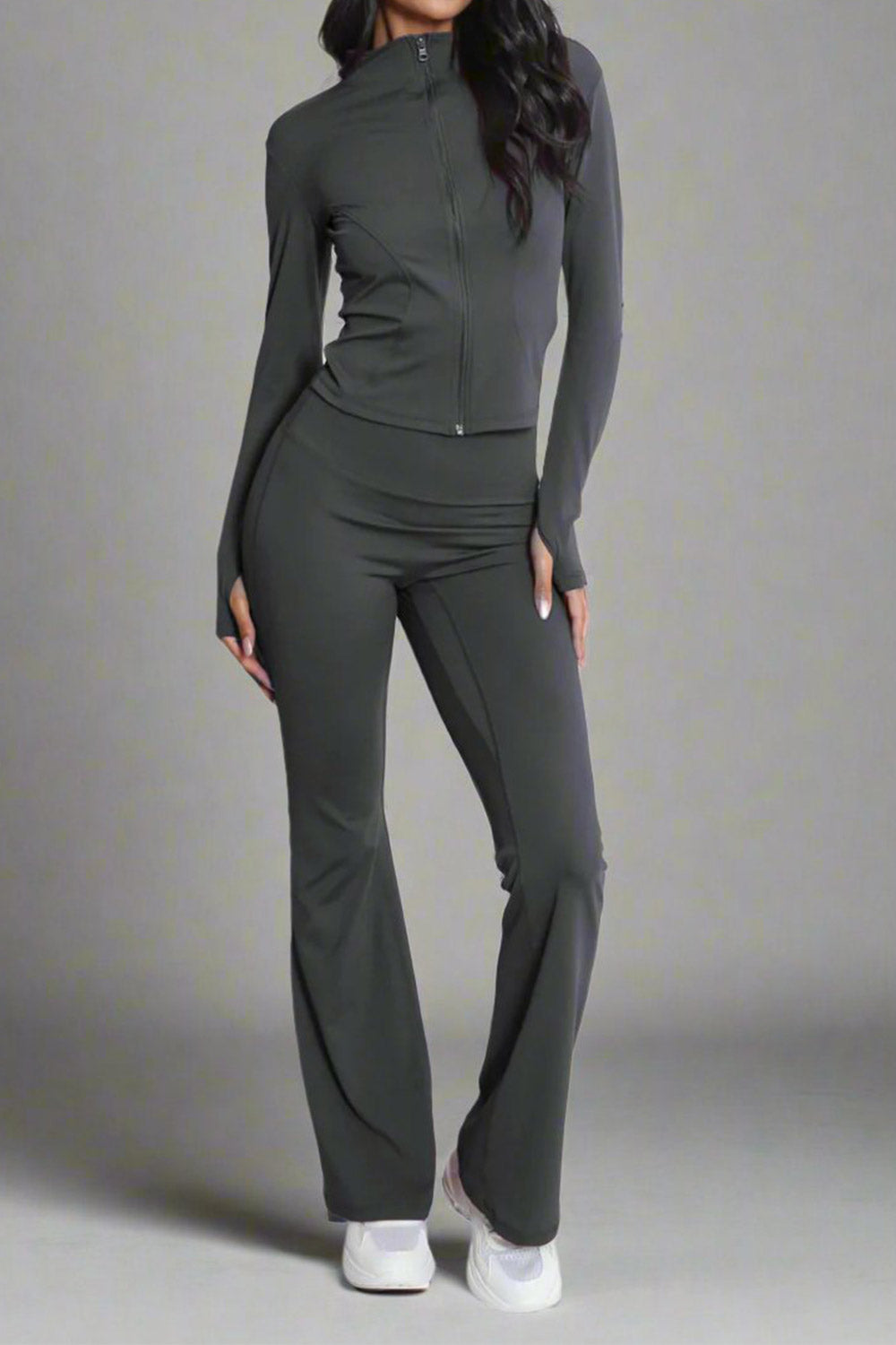 Super Active Zip Top and Push Up Flared Trousers Gym Set - Without Ruched Bum New Style 6 Super Active Zip Top and Push Up Flared Trousers Gym Set - Without Ruched Bum New Style - Image 6
