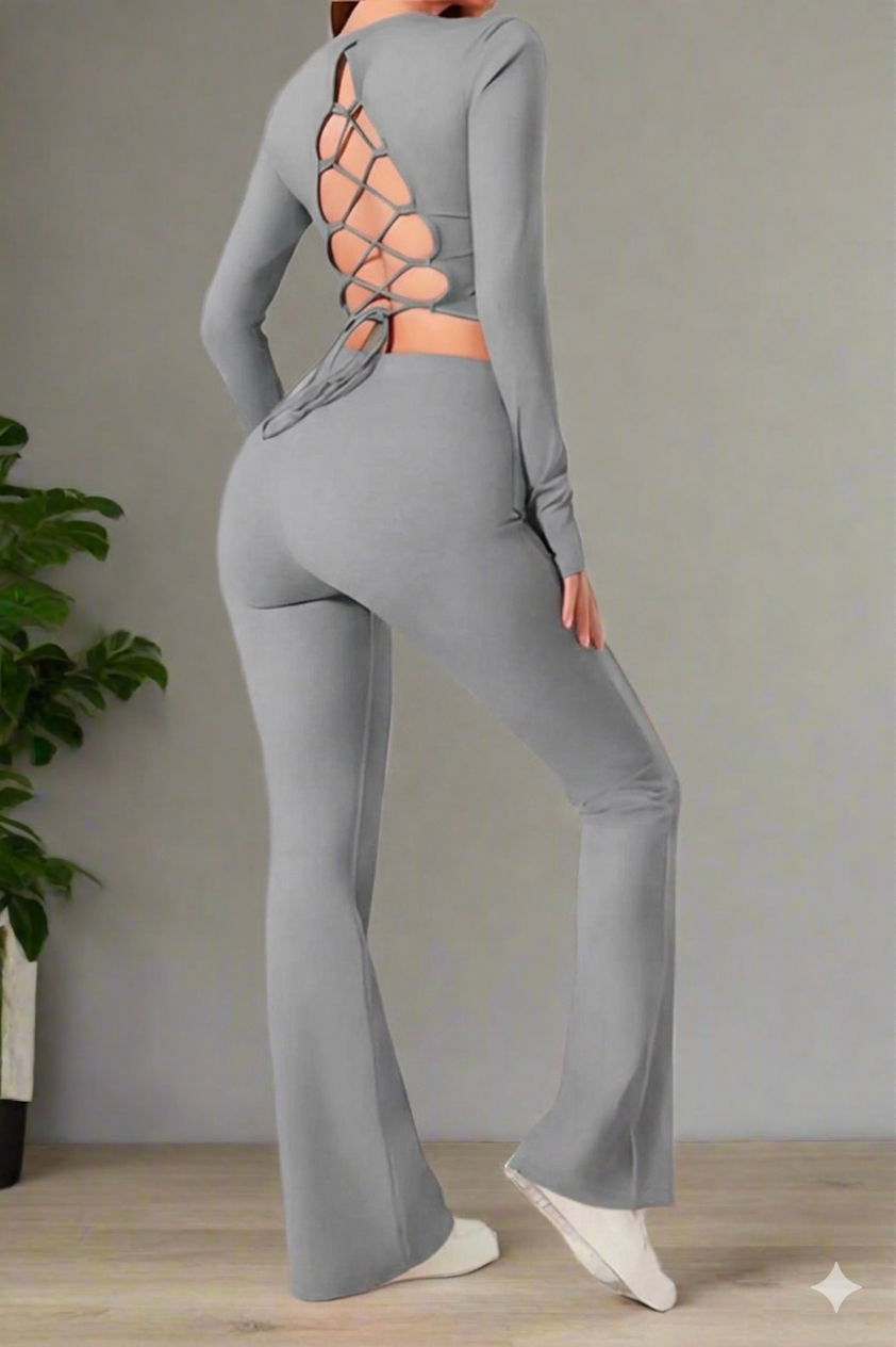 Super Fitness Cutout Round Neck Cross Back Syoga Wrap Top Active Gym Set 5 Super Fitness Cutout Round Neck Cross Back Syoga Wrap Top Active Gym Set - Image 5