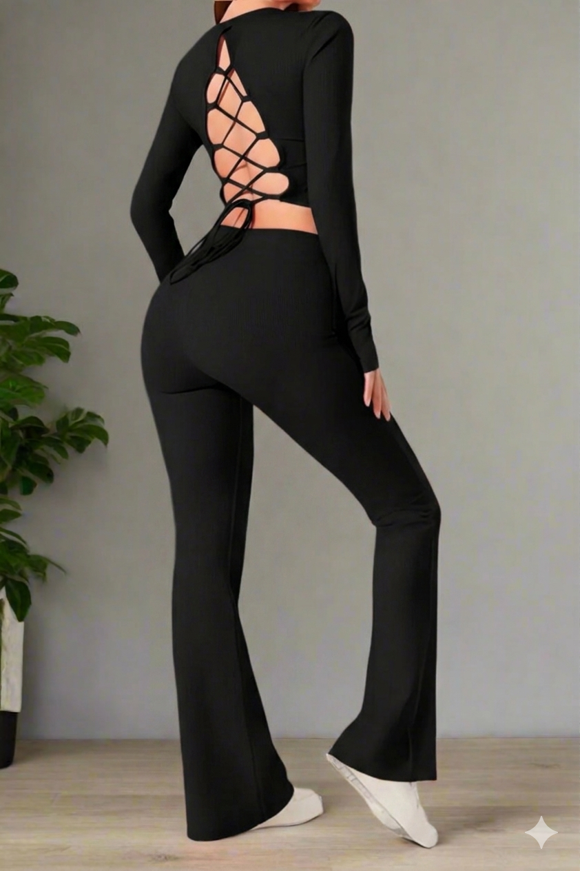 Super Fitness Cutout Round Neck Cross Back Syoga Wrap Top Active Gym Set 3 Super Fitness Cutout Round Neck Cross Back Syoga Wrap Top Active Gym Set - Image 3