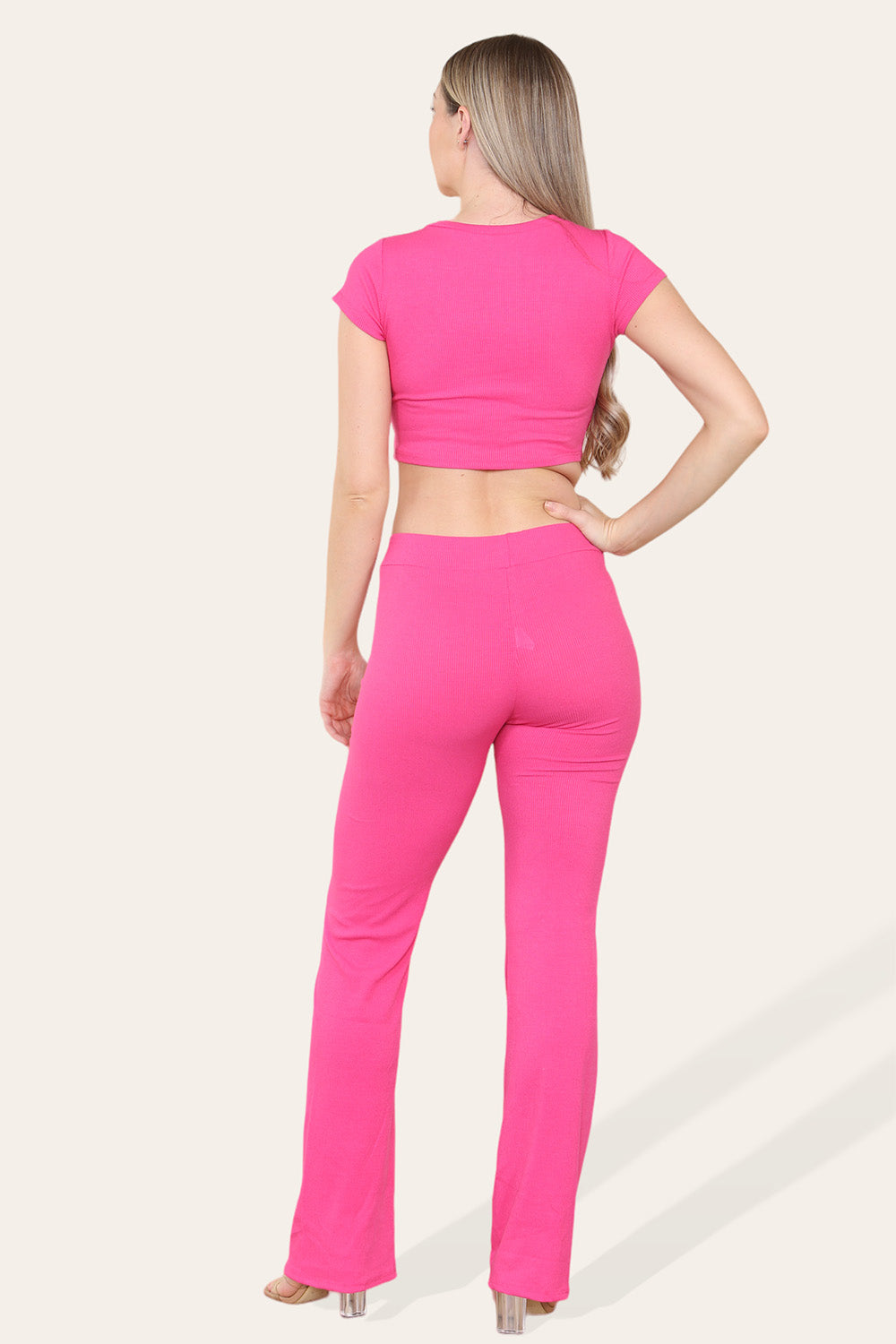 Tie Belt Front Cropped Loungewear Ribbed Trousers Set 15 Tie Belt Front Cropped Loungewear Ribbed Trousers Set - Image 15