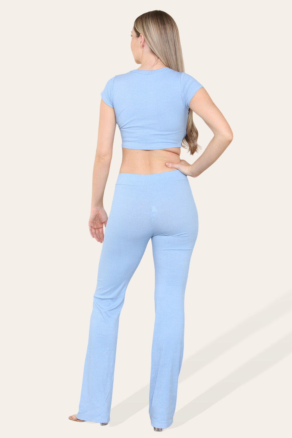 Tie Belt Front Cropped Loungewear Ribbed Trousers Set 19 Tie Belt Front Cropped Loungewear Ribbed Trousers Set - Image 19
