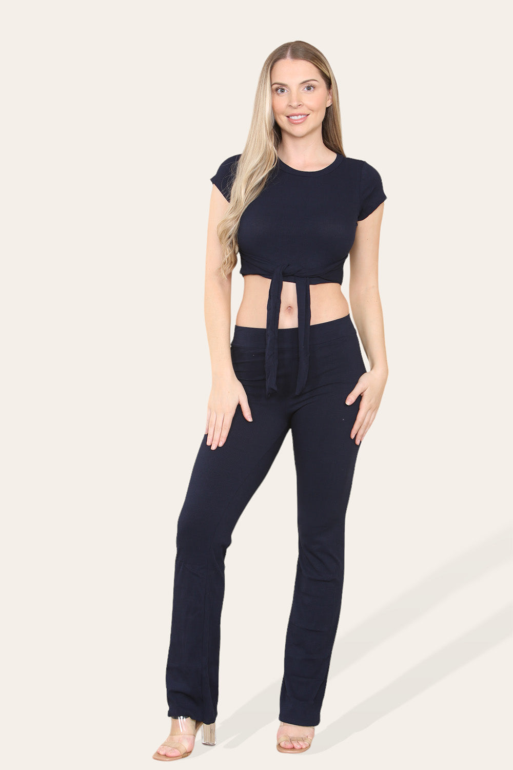 Tie Belt Front Cropped Loungewear Ribbed Trousers Set 20 Tie Belt Front Cropped Loungewear Ribbed Trousers Set - Image 20