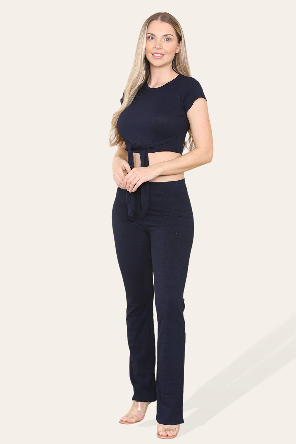 Tie Belt Front Cropped Loungewear Ribbed Trousers Set 21 Tie Belt Front Cropped Loungewear Ribbed Trousers Set - Image 21