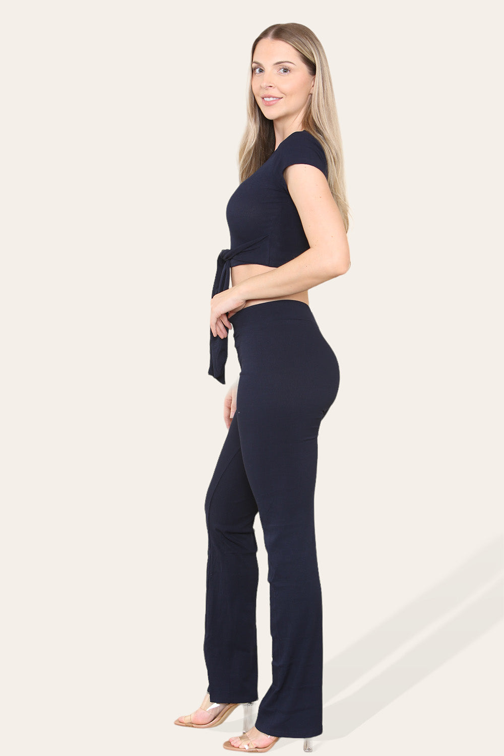 Tie Belt Front Cropped Loungewear Ribbed Trousers Set 22 Tie Belt Front Cropped Loungewear Ribbed Trousers Set - Image 22