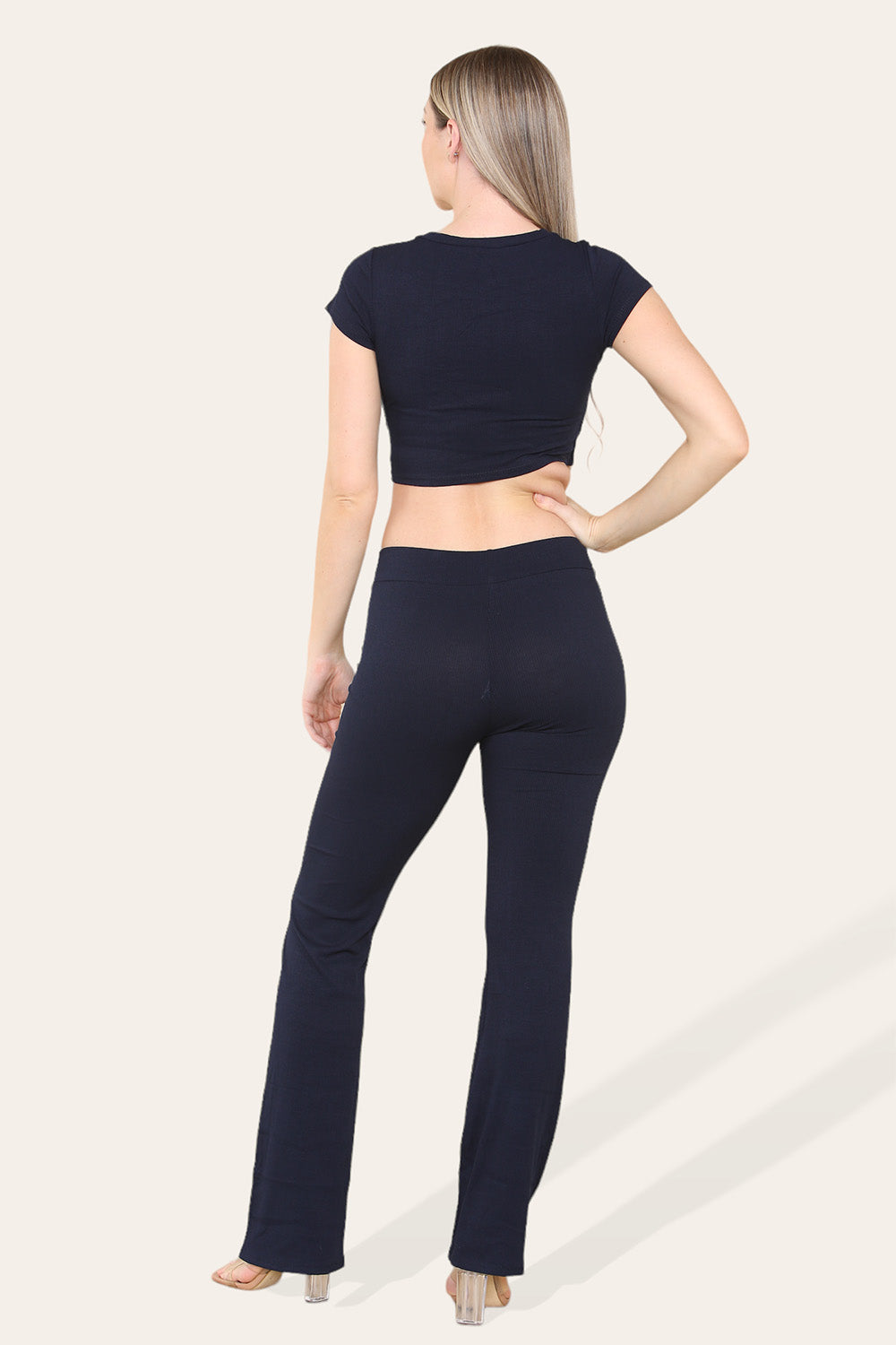 Tie Belt Front Cropped Loungewear Ribbed Trousers Set 24 Tie Belt Front Cropped Loungewear Ribbed Trousers Set - Image 24