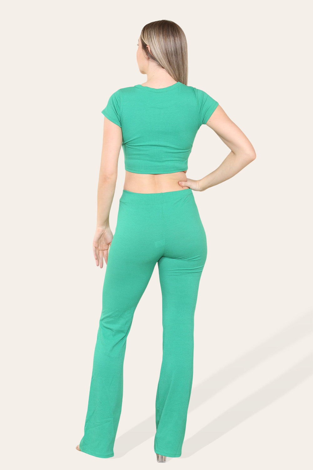 Tie Belt Front Cropped Loungewear Ribbed Trousers Set 28 Tie Belt Front Cropped Loungewear Ribbed Trousers Set - Image 28
