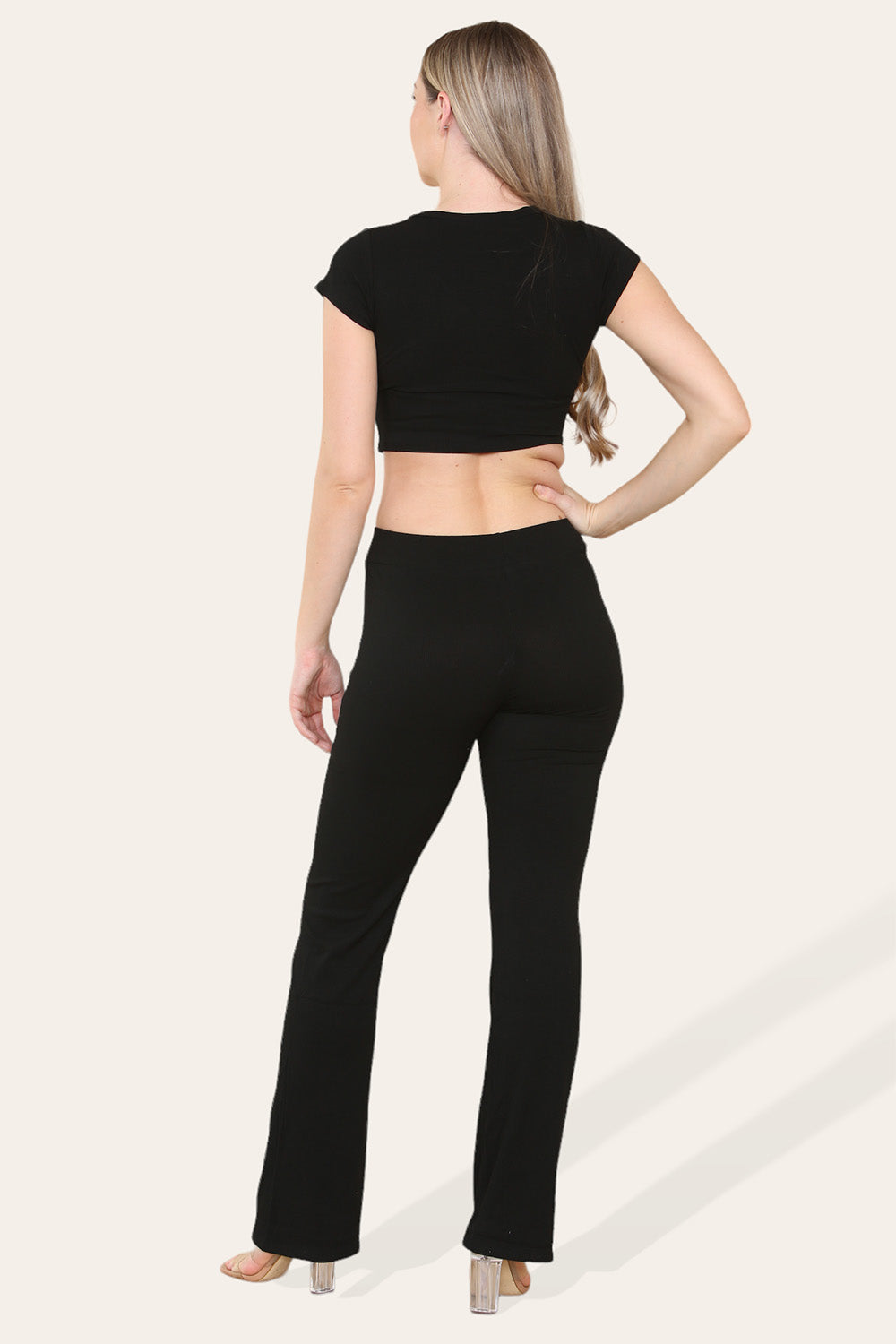 Tie Belt Front Cropped Loungewear Ribbed Trousers Set 11 Tie Belt Front Cropped Loungewear Ribbed Trousers Set - Image 11