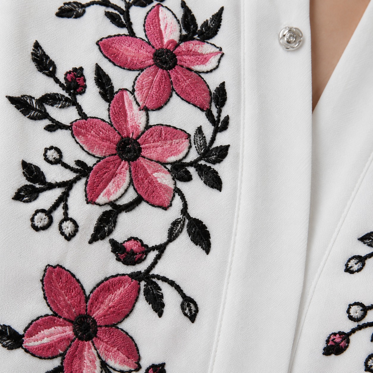 Women's White Floral Embroidered Maxi Dress Long Sleeve Belted Modest Abaya UK 2 Women's White Floral Embroidered Maxi Dress Long Sleeve Belted Modest Abaya UK - Image 2