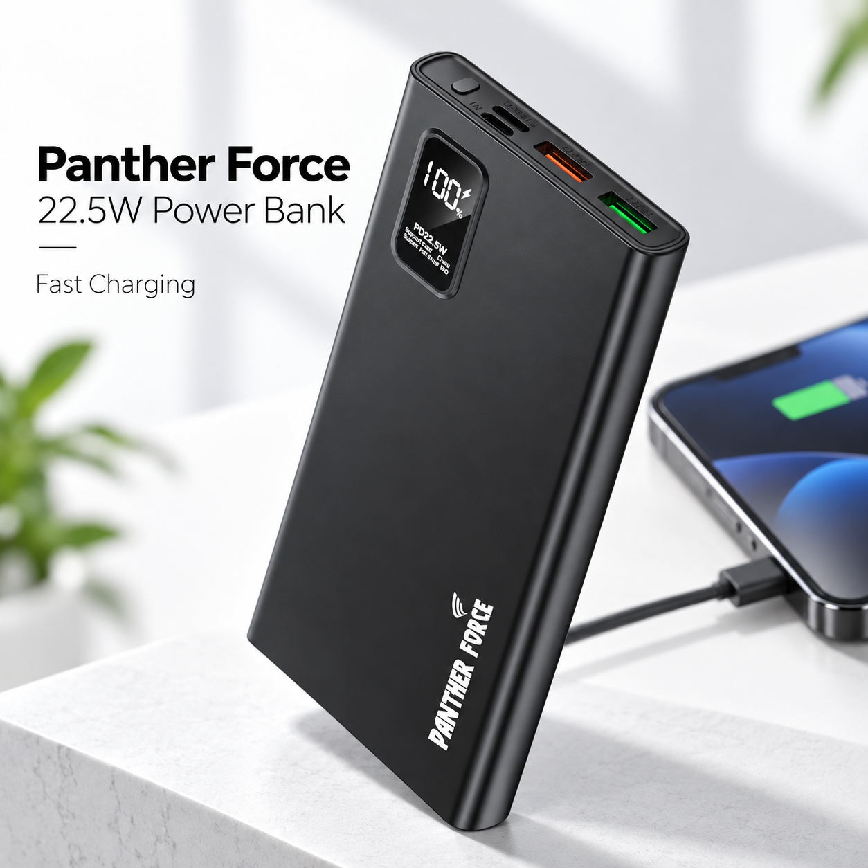 Panther Force PD3.0 20000mAh 22.5W Fast Charging Power Bank USB-C Dual USB Display 1 Panther Force PD3.0 20000mAh 22.5W Fast Charging Power Bank USB-C Dual USB Display