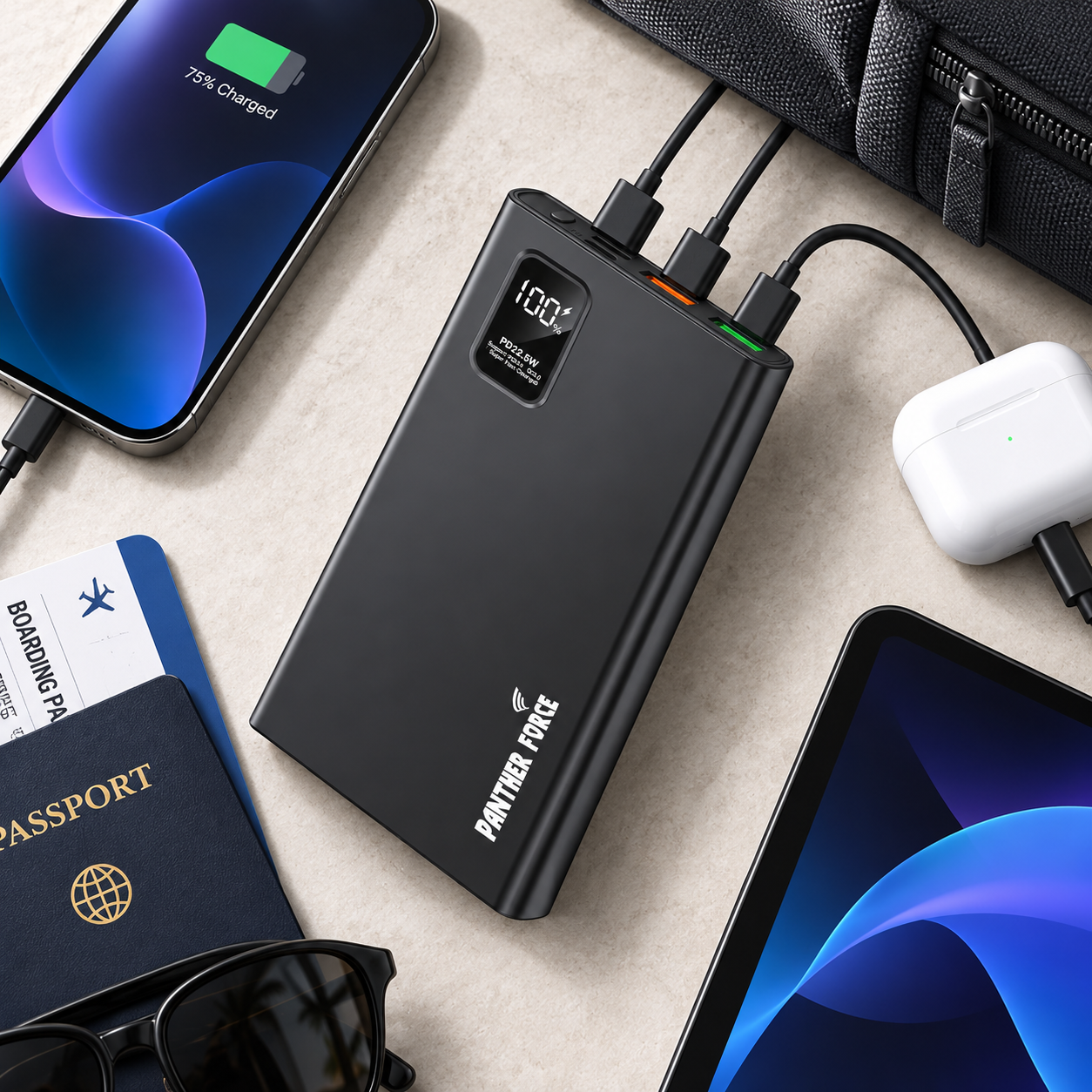 Panther Force PD3.0 20000mAh 22.5W Fast Charging Power Bank USB-C Dual USB Display 2 Panther Force PD3.0 20000mAh 22.5W Fast Charging Power Bank USB-C Dual USB Display - Image 2