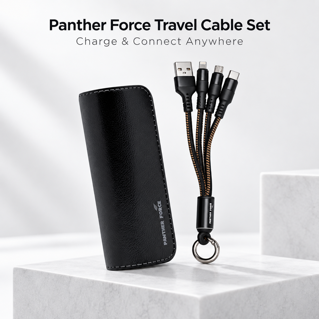 Panther Force 2600 MINI Travel Cable Set USB-C Micro USB Lightning Braided 1 Panther Force 2600 MINI Travel Cable Set USB-C Micro USB Lightning Braided
