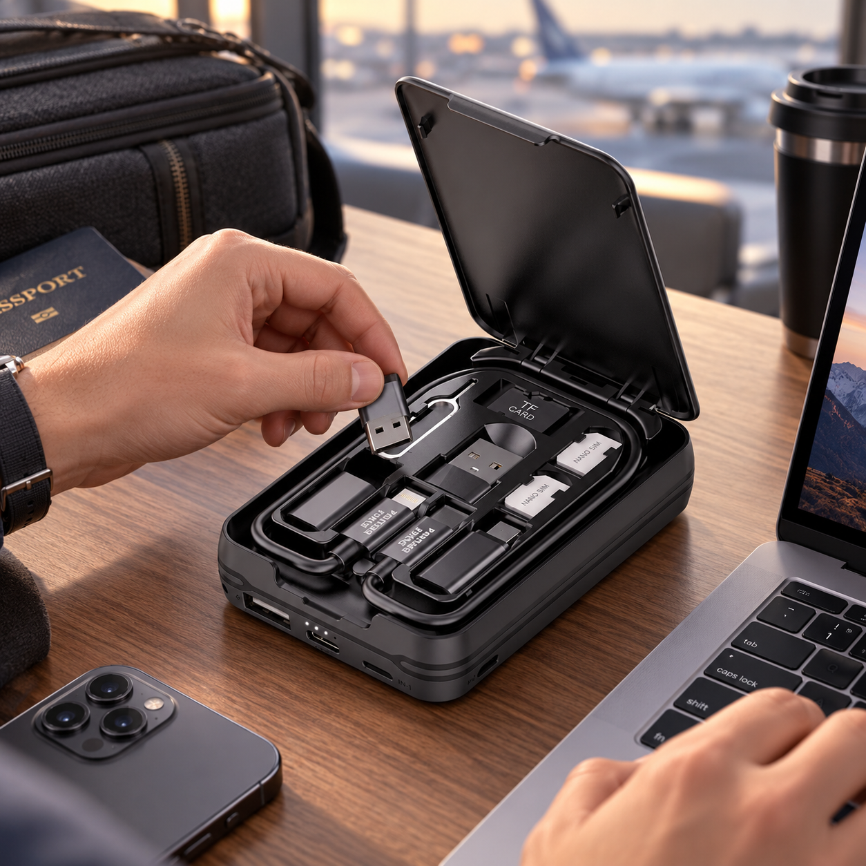 Panther Force Travel Tech Organiser Cable Adapter SIM TF Card Storage Case Black 5 Panther Force Travel Tech Organiser Cable Adapter SIM TF Card Storage Case Black - Image 5