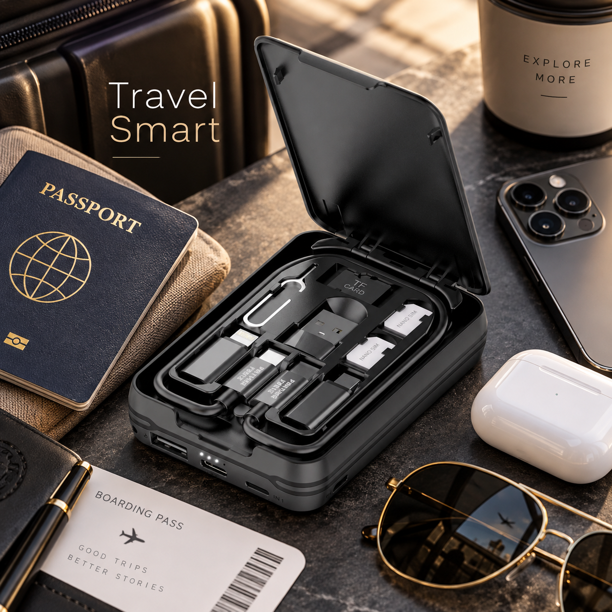 Panther Force Travel Tech Organiser Cable Adapter SIM TF Card Storage Case Black 2 Panther Force Travel Tech Organiser Cable Adapter SIM TF Card Storage Case Black - Image 2