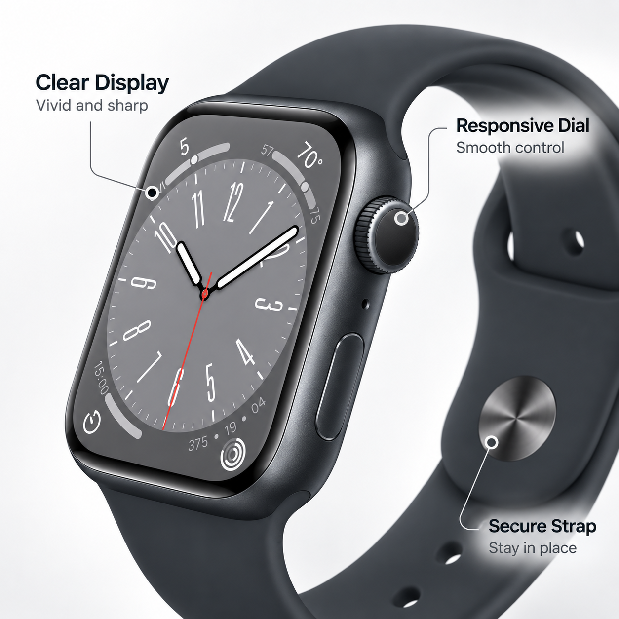 Silicone Strap Smart Watch Fitness Calls Daily Use Bluetooth Heart Rate Sport 3 Silicone Strap Smart Watch Fitness Calls Daily Use Bluetooth Heart Rate Sport - Image 3