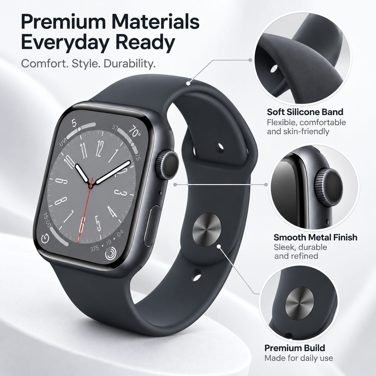 Silicone Strap Smart Watch Fitness Calls Daily Use Bluetooth Heart Rate Sport 4 Silicone Strap Smart Watch Fitness Calls Daily Use Bluetooth Heart Rate Sport - Image 4