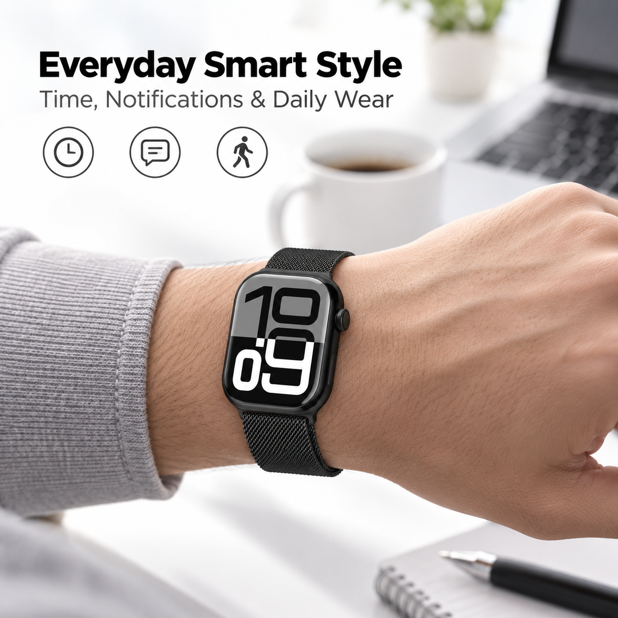 Magnetic Mesh Smart Watch Style Time Everyday Use Bluetooth Fitness Sport 2 Magnetic Mesh Smart Watch Style Time Everyday Use Bluetooth Fitness Sport - Image 2