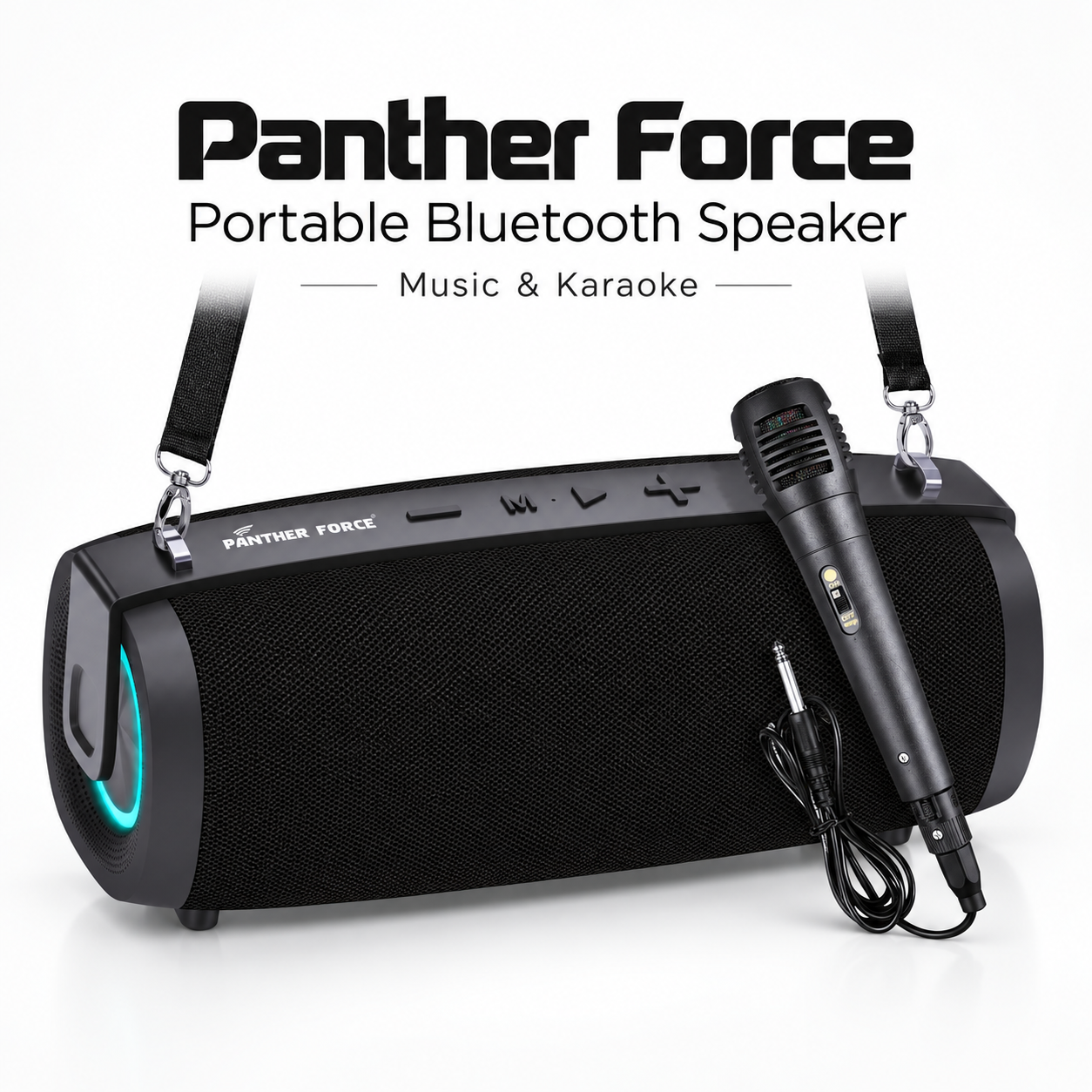 Panther Force PF261 Bluetooth Portable Speaker w/ Mic Shoulder Strap LED Karaoke 1 Panther Force PF261 Bluetooth Portable Speaker w/ Mic Shoulder Strap LED Karaoke
