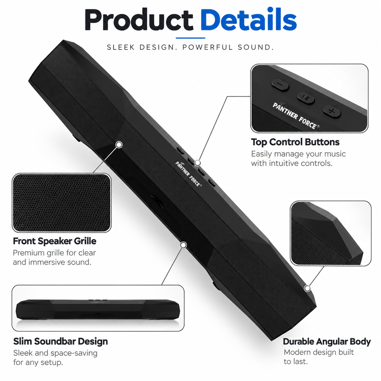 Panther Force PF262 Wireless Soundbar Speaker Deep Bass TV Home Audio USB 3 Panther Force PF262 Wireless Soundbar Speaker Deep Bass TV Home Audio USB - Image 3