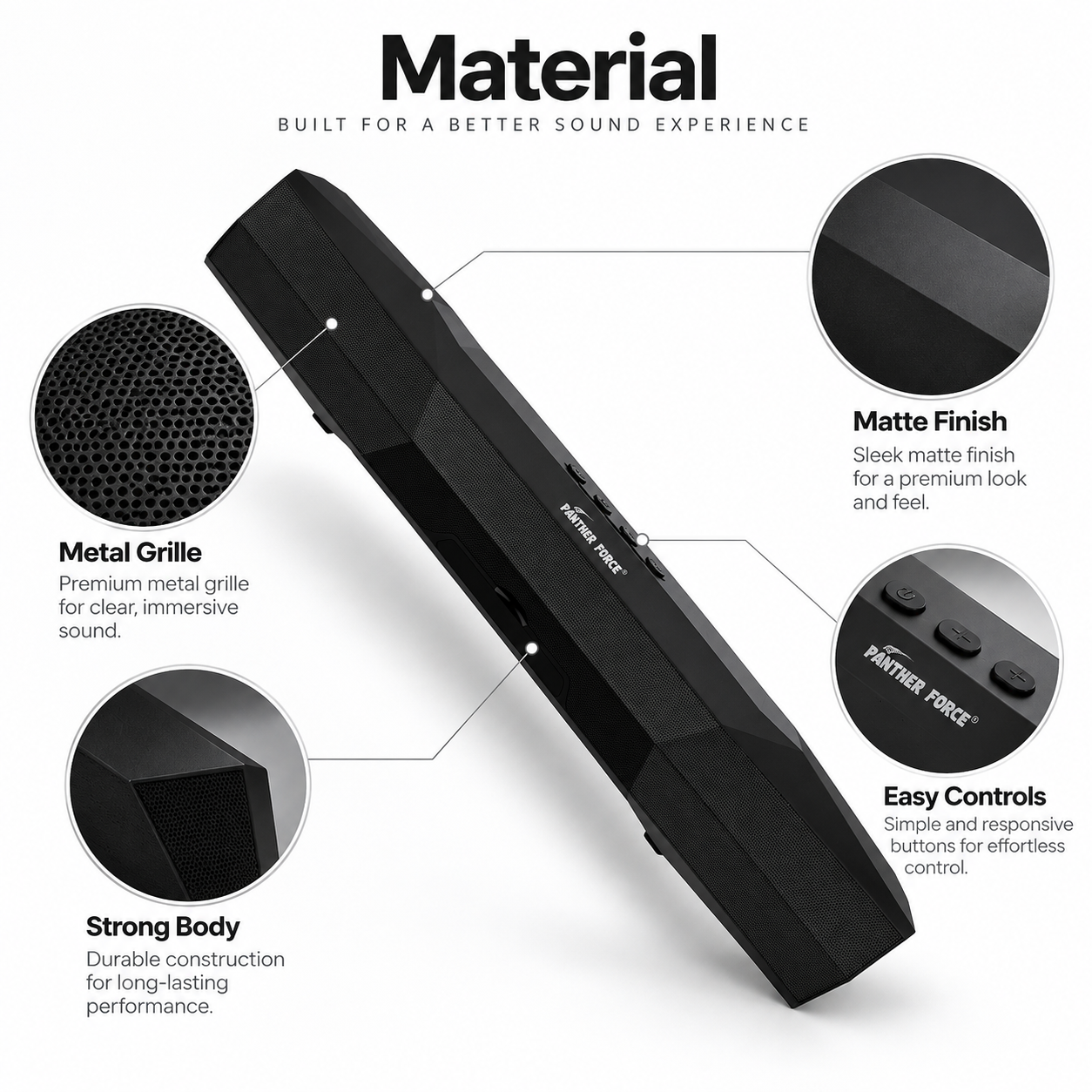 Panther Force PF262 Wireless Soundbar Speaker Deep Bass TV Home Audio USB 4 Panther Force PF262 Wireless Soundbar Speaker Deep Bass TV Home Audio USB - Image 4