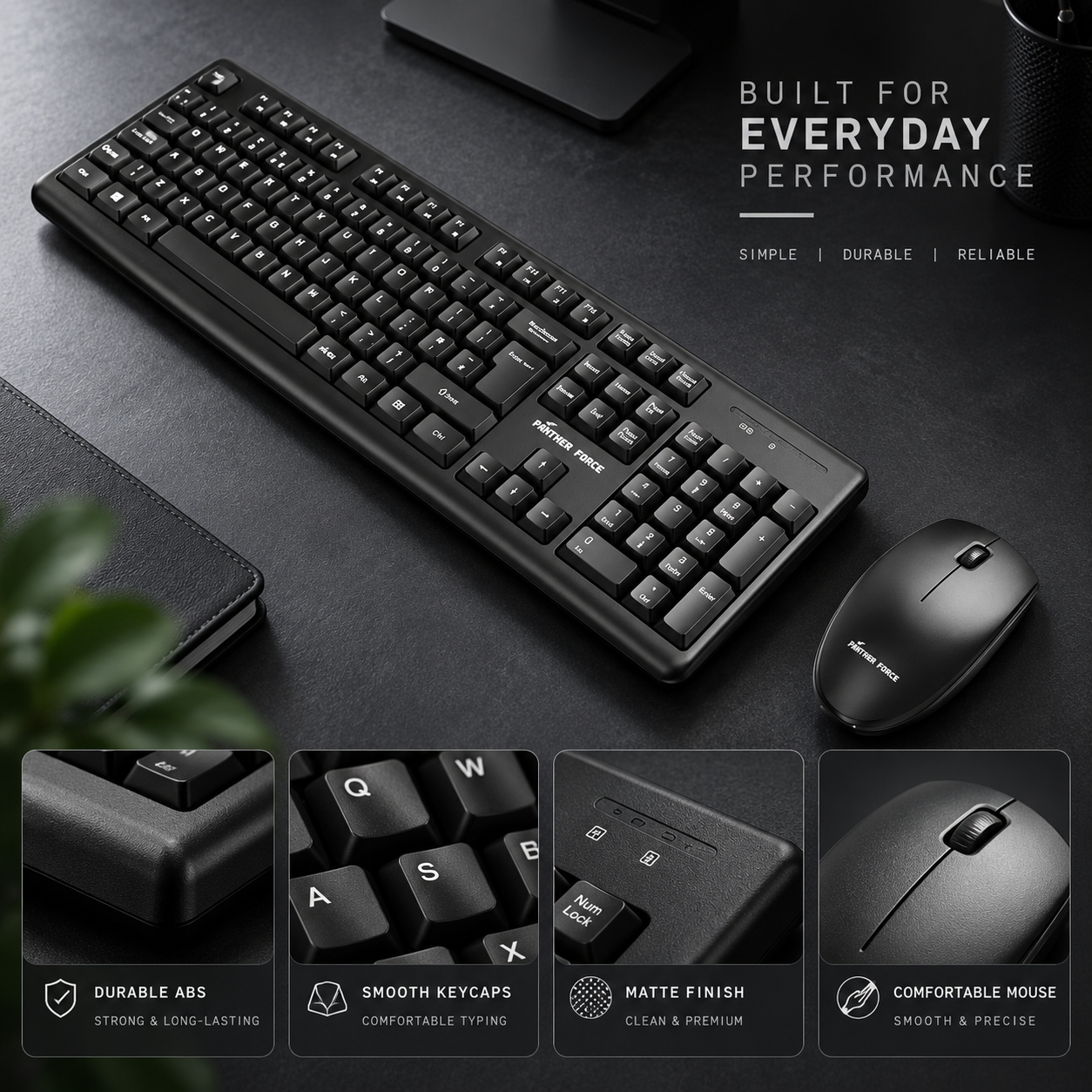 Panther Force Wireless Keyboard and Mouse Combo For Office Home & Study Black 4 Panther Force Wireless Keyboard and Mouse Combo For Office Home & Study Black - Image 4