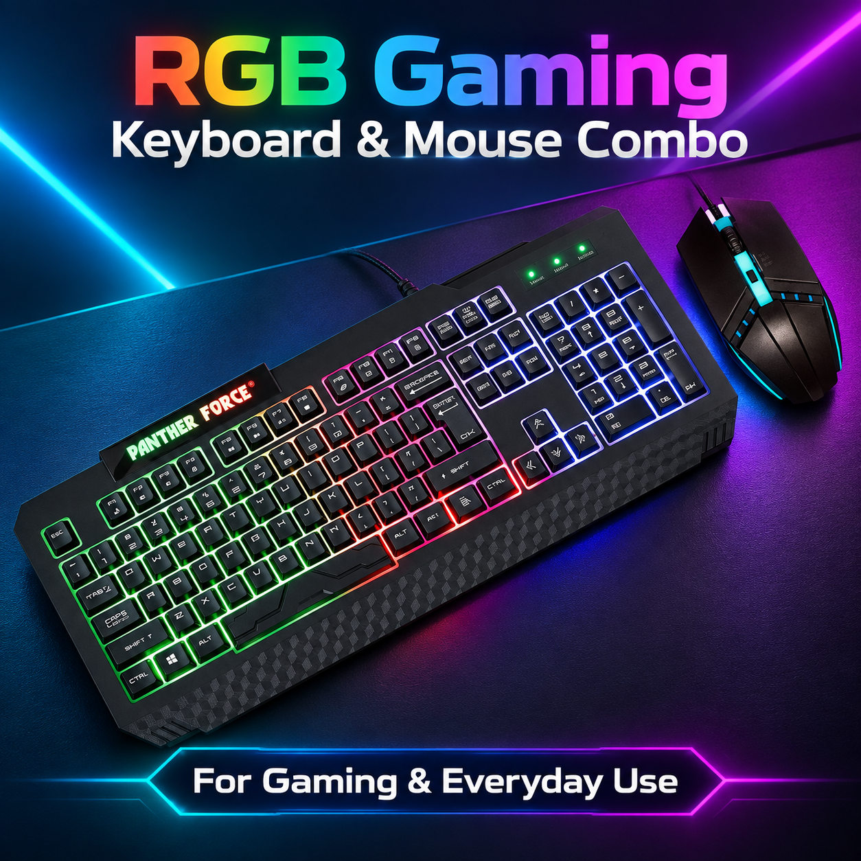 Panther Force RGB Gaming Keyboard and Mouse Combo For Gaming & Everyday Use 1 Panther Force RGB Gaming Keyboard and Mouse Combo For Gaming & Everyday Use