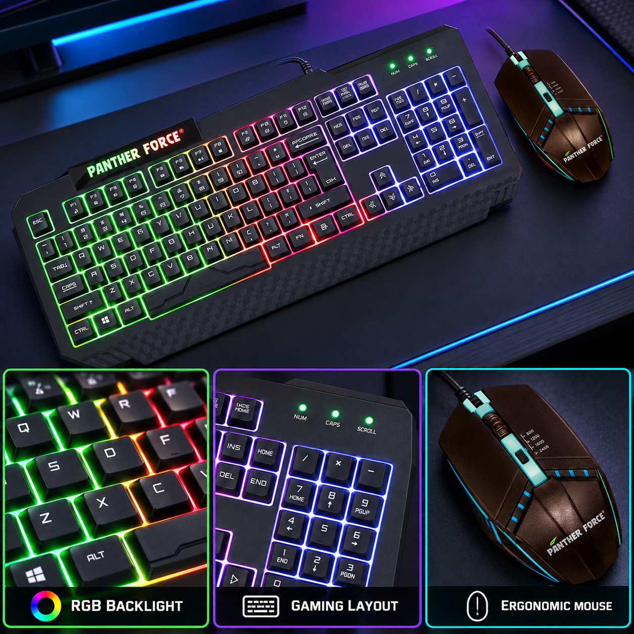 Panther Force RGB Gaming Keyboard and Mouse Combo For Gaming & Everyday Use 3 Panther Force RGB Gaming Keyboard and Mouse Combo For Gaming & Everyday Use - Image 3