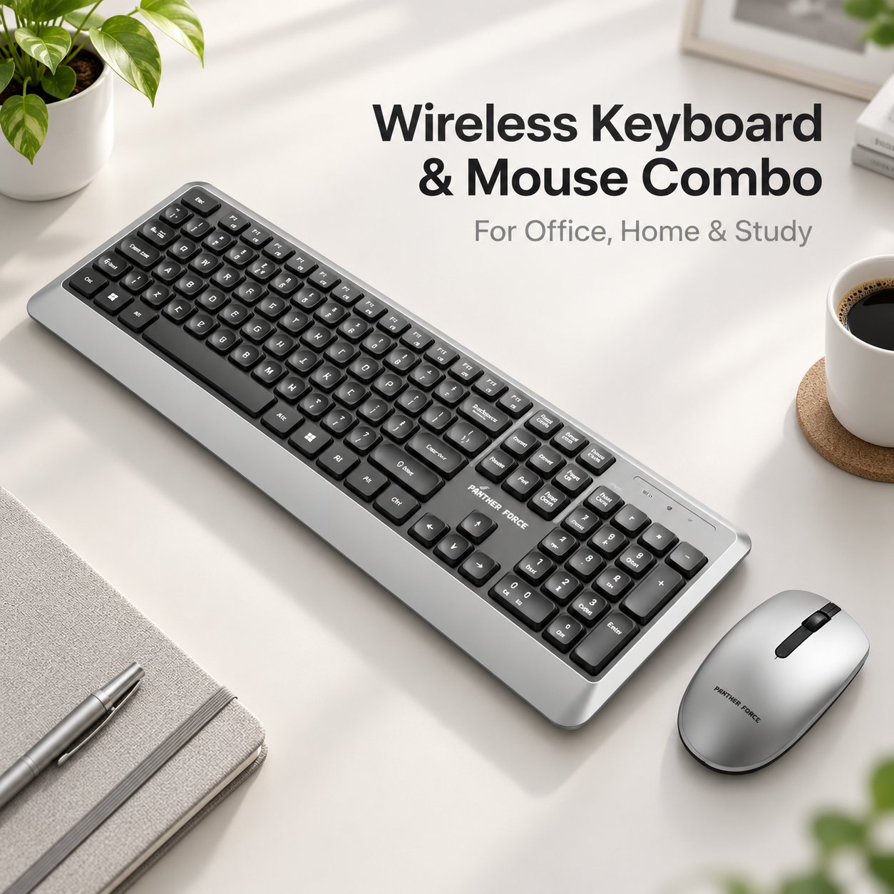 Panther Force Wireless Keyboard and Mouse Combo For Office Home & Study Silver 1 Panther Force Wireless Keyboard and Mouse Combo For Office Home & Study Silver