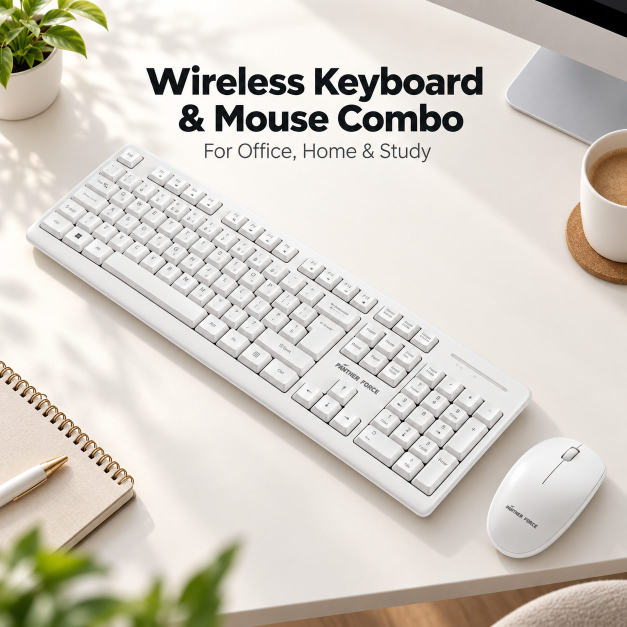 Panther Force Wireless Keyboard and Mouse Combo For Office Home & Study White 1 Panther Force Wireless Keyboard and Mouse Combo For Office Home & Study White