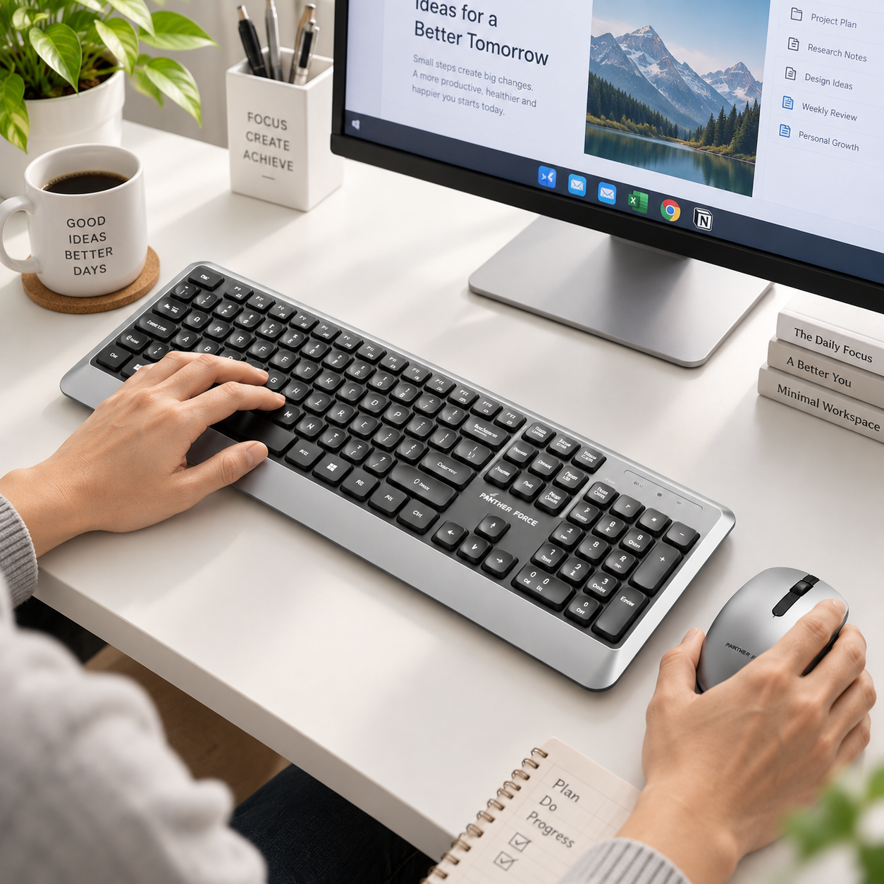 Panther Force Wireless Keyboard and Mouse Combo For Office Home & Study Silver 2 Panther Force Wireless Keyboard and Mouse Combo For Office Home & Study Silver - Image 2