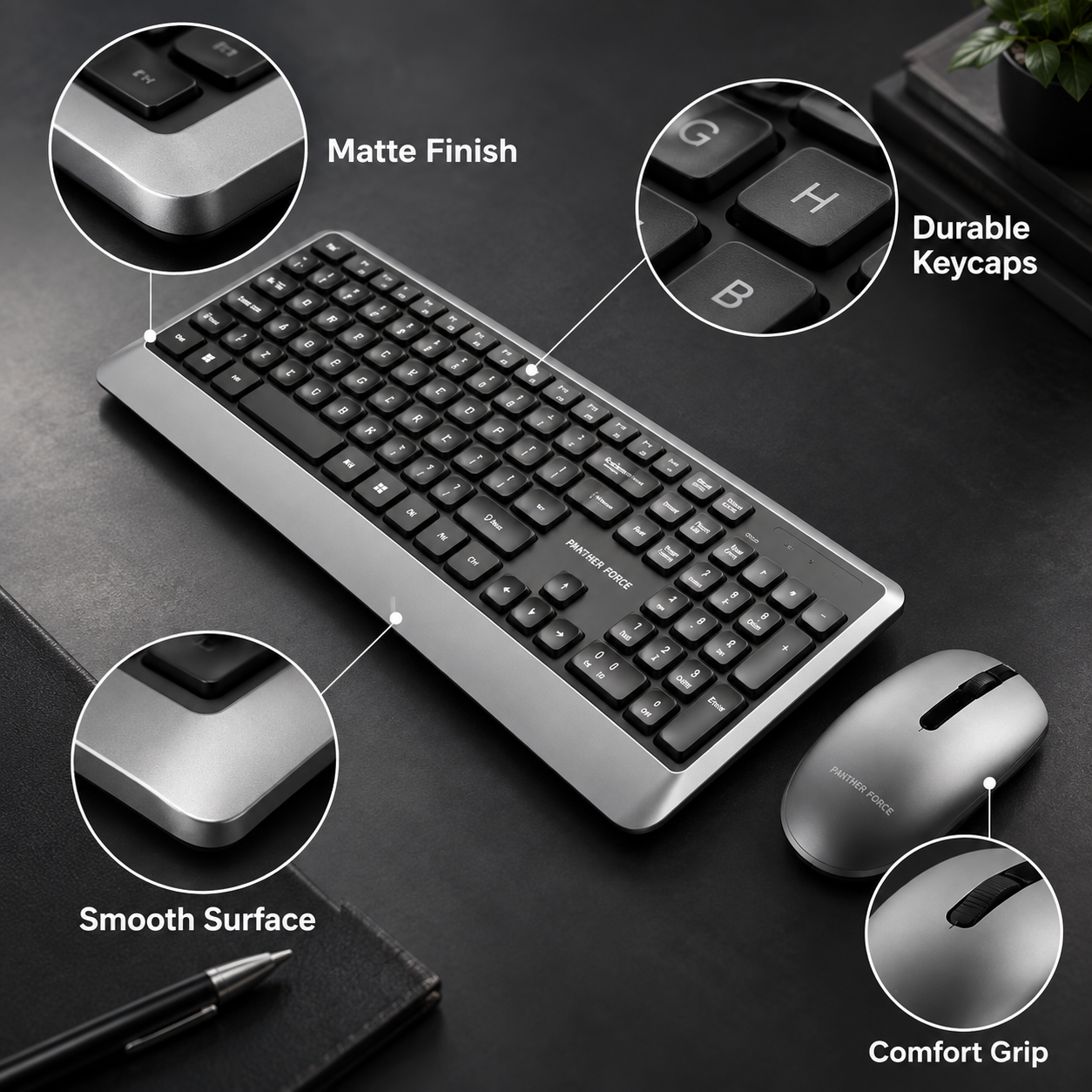 Panther Force Wireless Keyboard and Mouse Combo For Office Home & Study Silver 4 Panther Force Wireless Keyboard and Mouse Combo For Office Home & Study Silver - Image 4