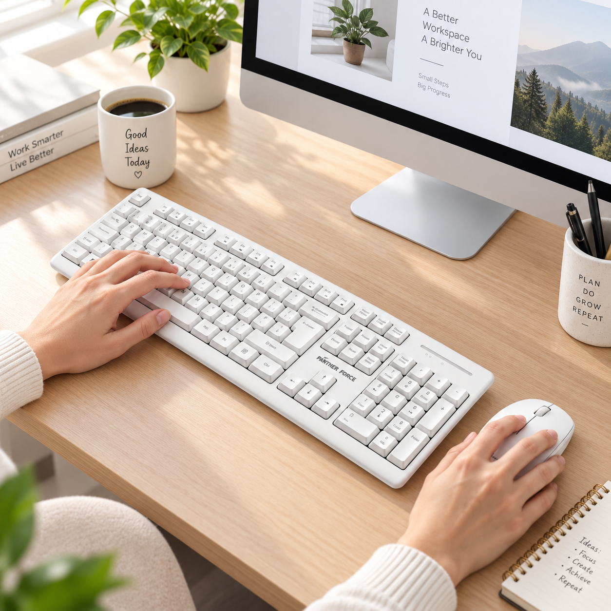 Panther Force Wireless Keyboard and Mouse Combo For Office Home & Study White 2 Panther Force Wireless Keyboard and Mouse Combo For Office Home & Study White - Image 2