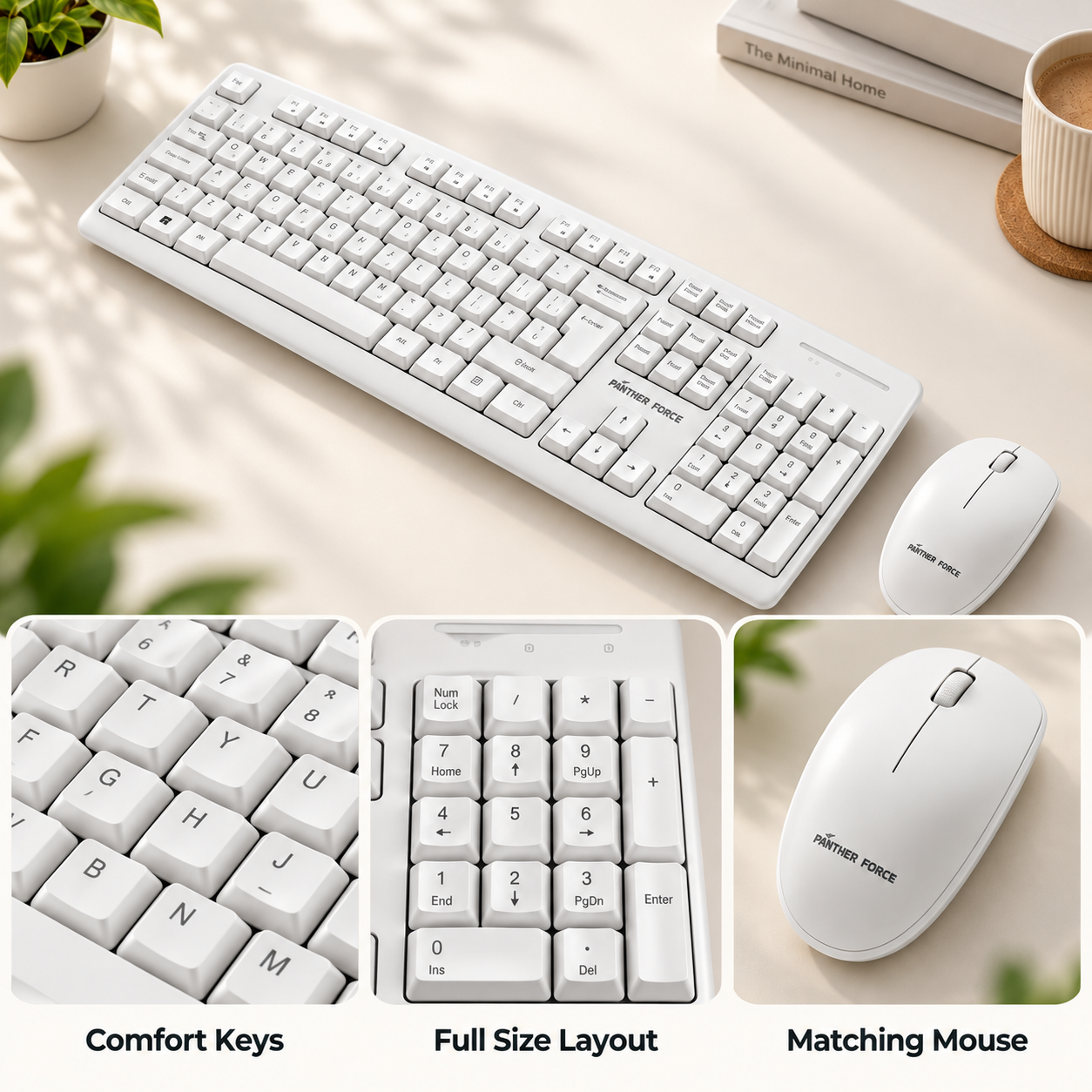 Panther Force Wireless Keyboard and Mouse Combo For Office Home & Study White 3 Panther Force Wireless Keyboard and Mouse Combo For Office Home & Study White - Image 3