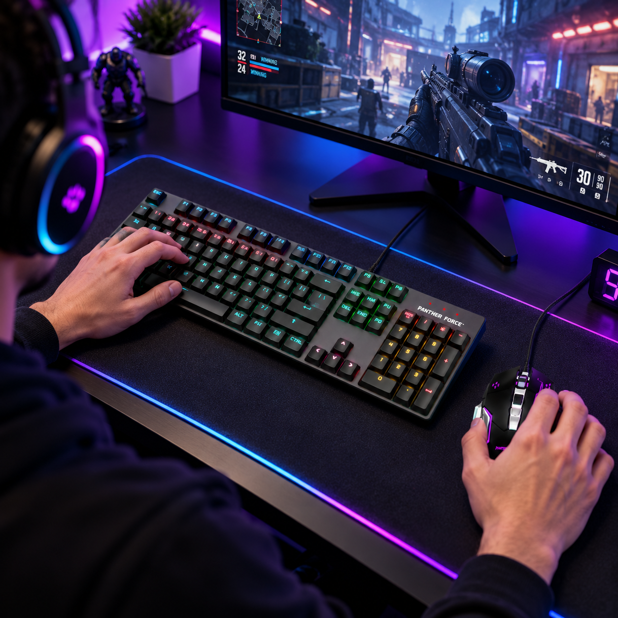 Panther Force RGB Gaming Keyboard and Mouse Combo For Gaming & Everyday Use Grey 2 Panther Force RGB Gaming Keyboard and Mouse Combo For Gaming & Everyday Use Grey - Image 2