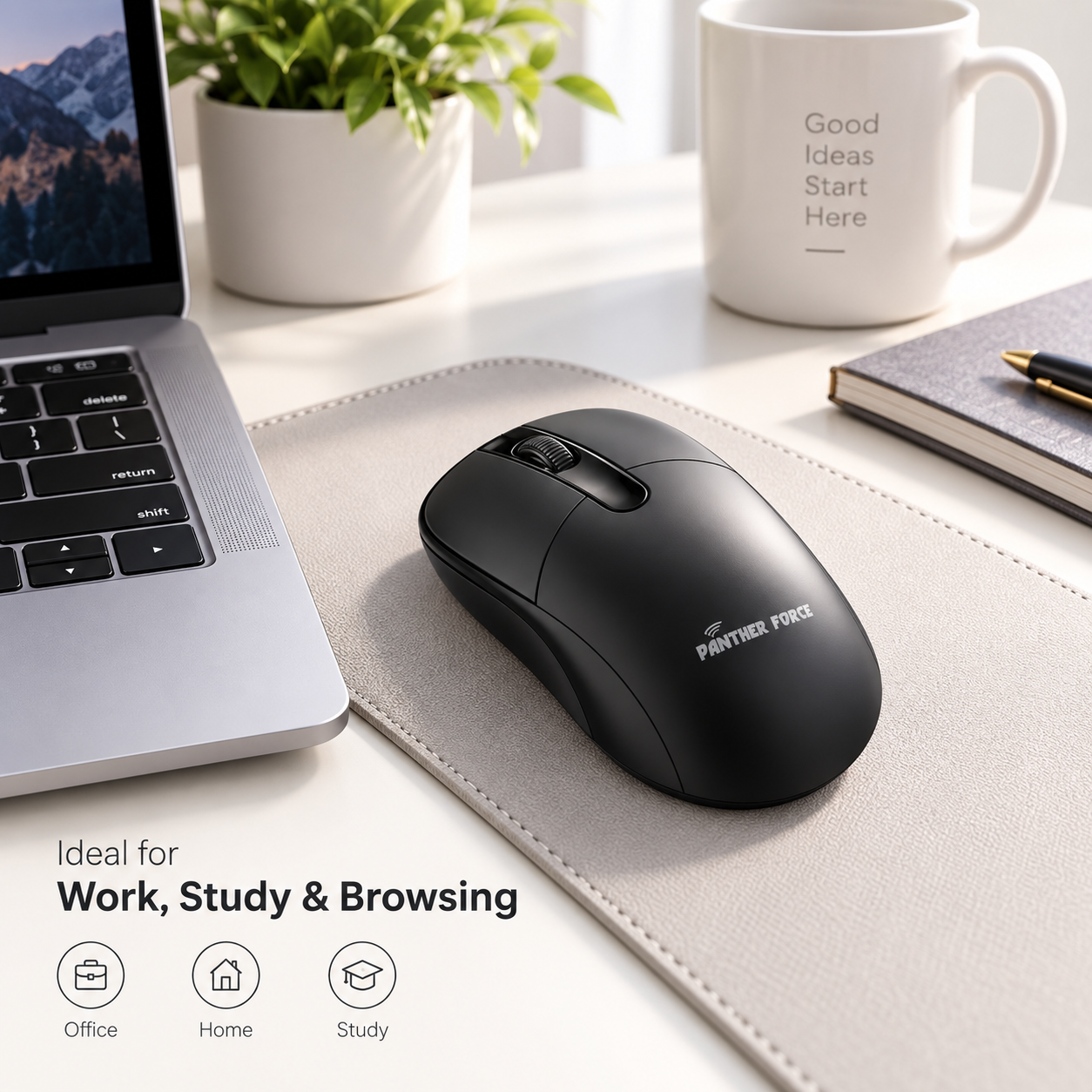 Panther Force 2.4G Wireless Mouse For Laptop PC & Office Use Ergonomic Black 2 Panther Force 2.4G Wireless Mouse For Laptop PC & Office Use Ergonomic Black - Image 2