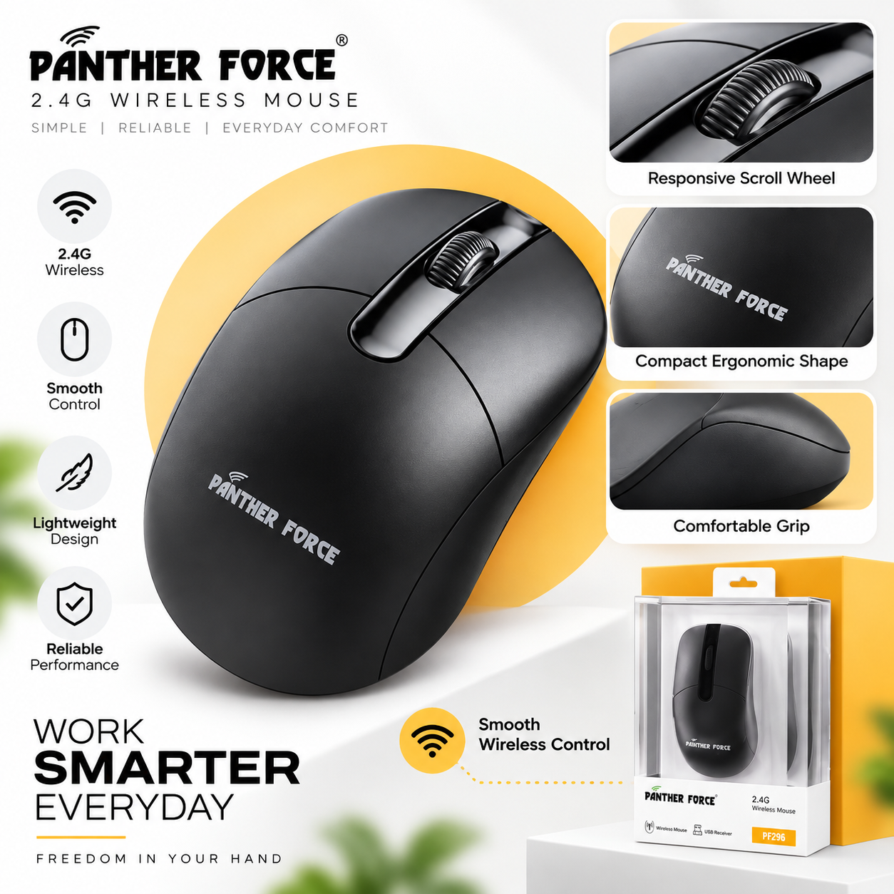 Panther Force 2.4G Wireless Mouse For Laptop PC & Office Use Ergonomic Black 3 Panther Force 2.4G Wireless Mouse For Laptop PC & Office Use Ergonomic Black - Image 3