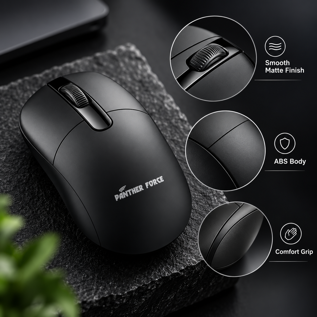 Panther Force 2.4G Wireless Mouse For Laptop PC & Office Use Ergonomic Black 4 Panther Force 2.4G Wireless Mouse For Laptop PC & Office Use Ergonomic Black - Image 4