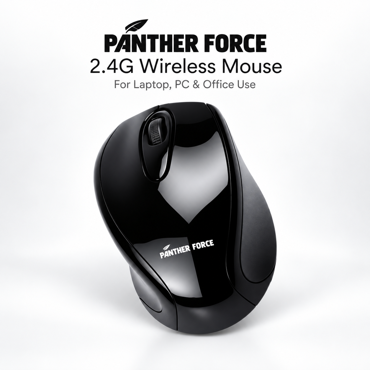 Panther Force 2.4G Wireless Mouse For Laptop PC Office Use Glossy Black 1 Panther Force 2.4G Wireless Mouse For Laptop PC Office Use Glossy Black